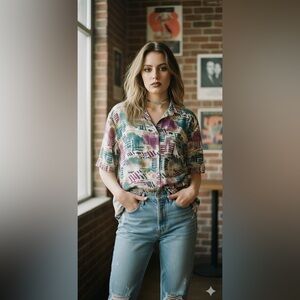 Cherokee 90s Multicolor Abstract Shirt